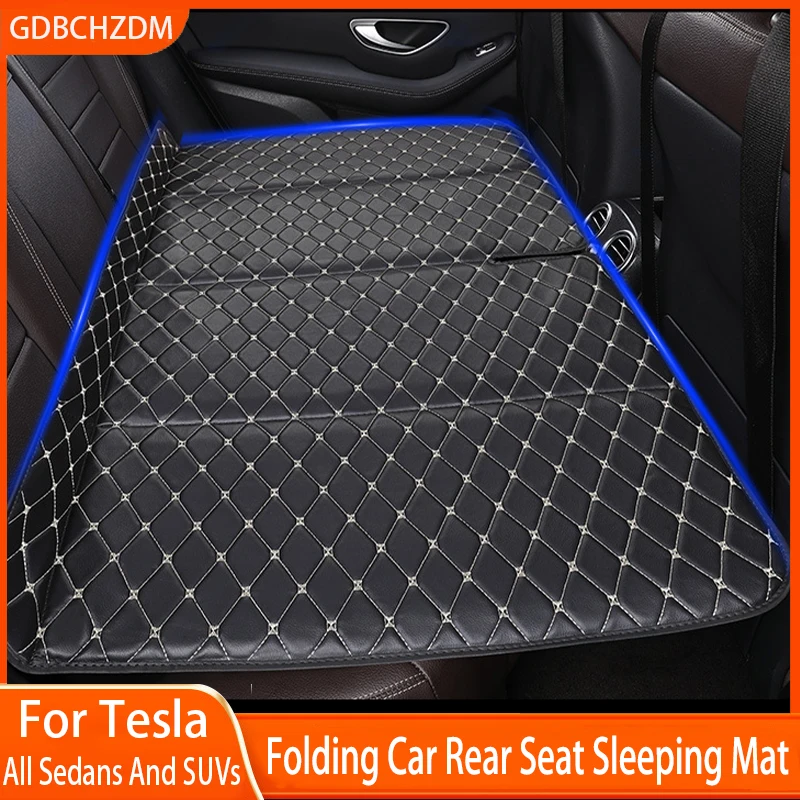 Inflatable Air Bed Car Sleeping Mattress Camping Mattress Inflatable Camping Mattress For Tesla All Sedans And SUVs Mattress Cozy Travel Car Bed Foldable Auto Back Seat Extender Mattress Car Camping Accessories