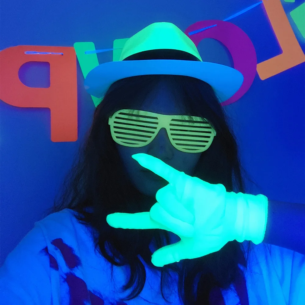 Fluorescent Hat 6 12 24 30 pcs Neon Party Supplies Glow in UV Light Decorations Adults