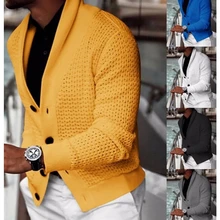 

Men Coat Sweater Spring Loose Hollow Out Knitted Coat Men Single-Breasted Stand Collar Cardigan Sweater Streetwear Vintage