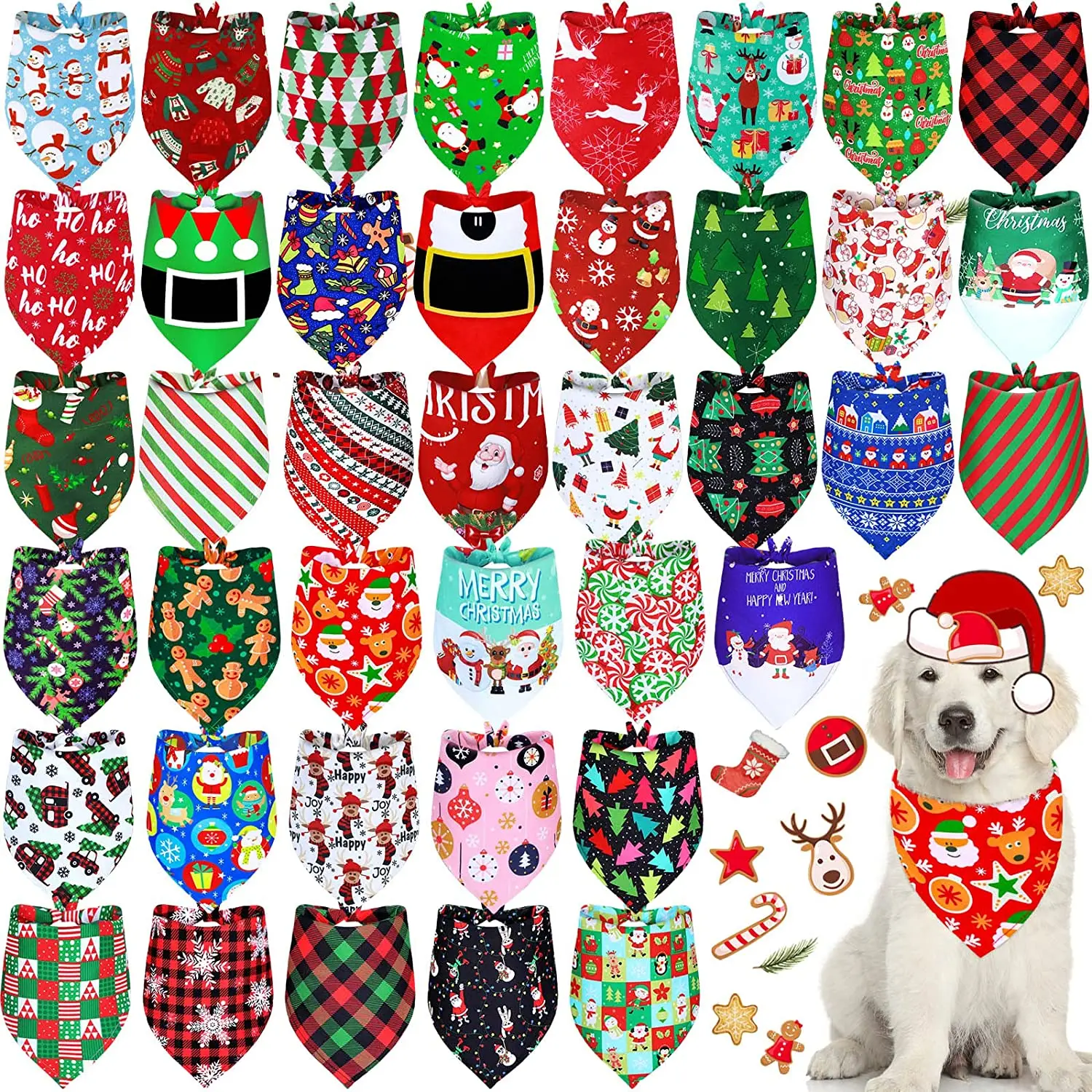 30PCS Holiday Dog Bandanas – Christmas, Thanksgiving & Halloween Scarves 1