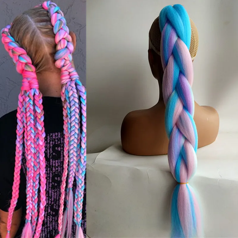Pervado Hair Synthetic Jumbo Braiding Hair Bulk Blend Candy Mixes Color Crochet Braids 24" 100g Festival Braids