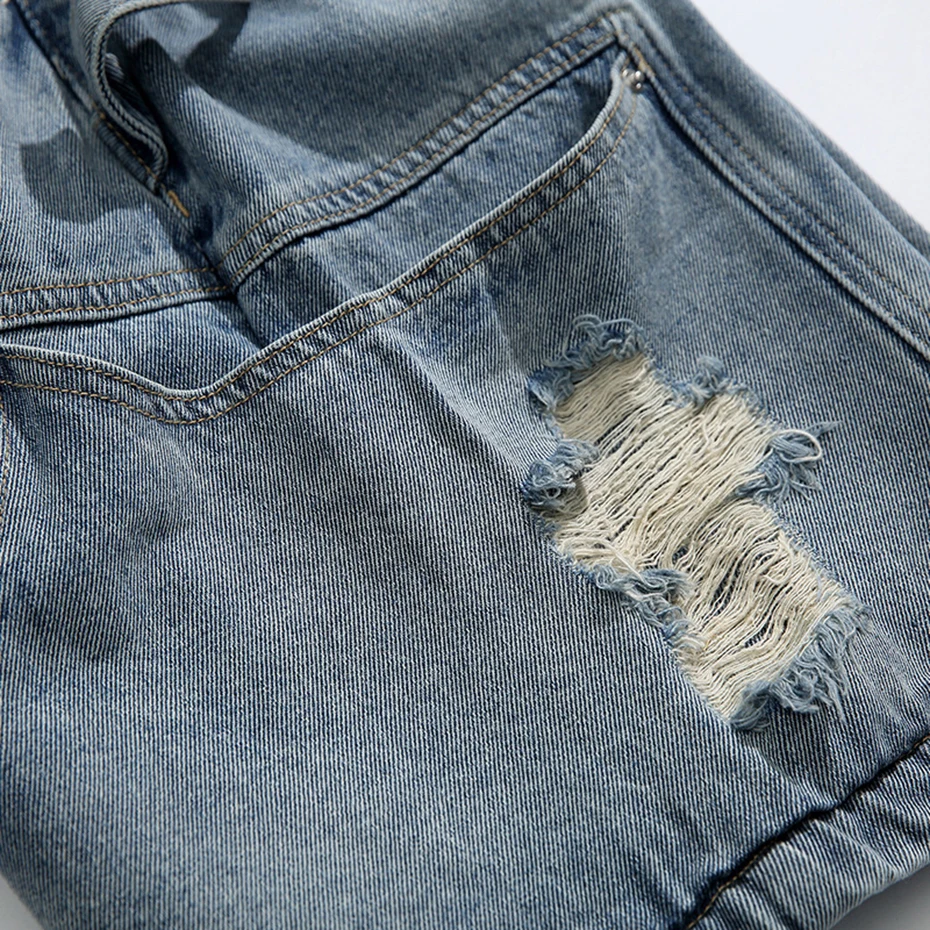Multi Pocket Cargo Denim Shorts Summer Men Casual Loose Ripped Jeans Shorts Streetwear Harajuku Hip Hop