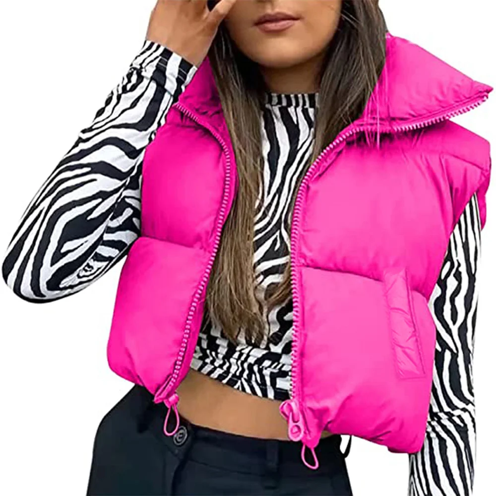 Elegant Down Coats Women Fashion Autumn New 2023 Stand Collar Warm Outerwear Casual Belt Sleeveless Winter Coat Vests Jackets