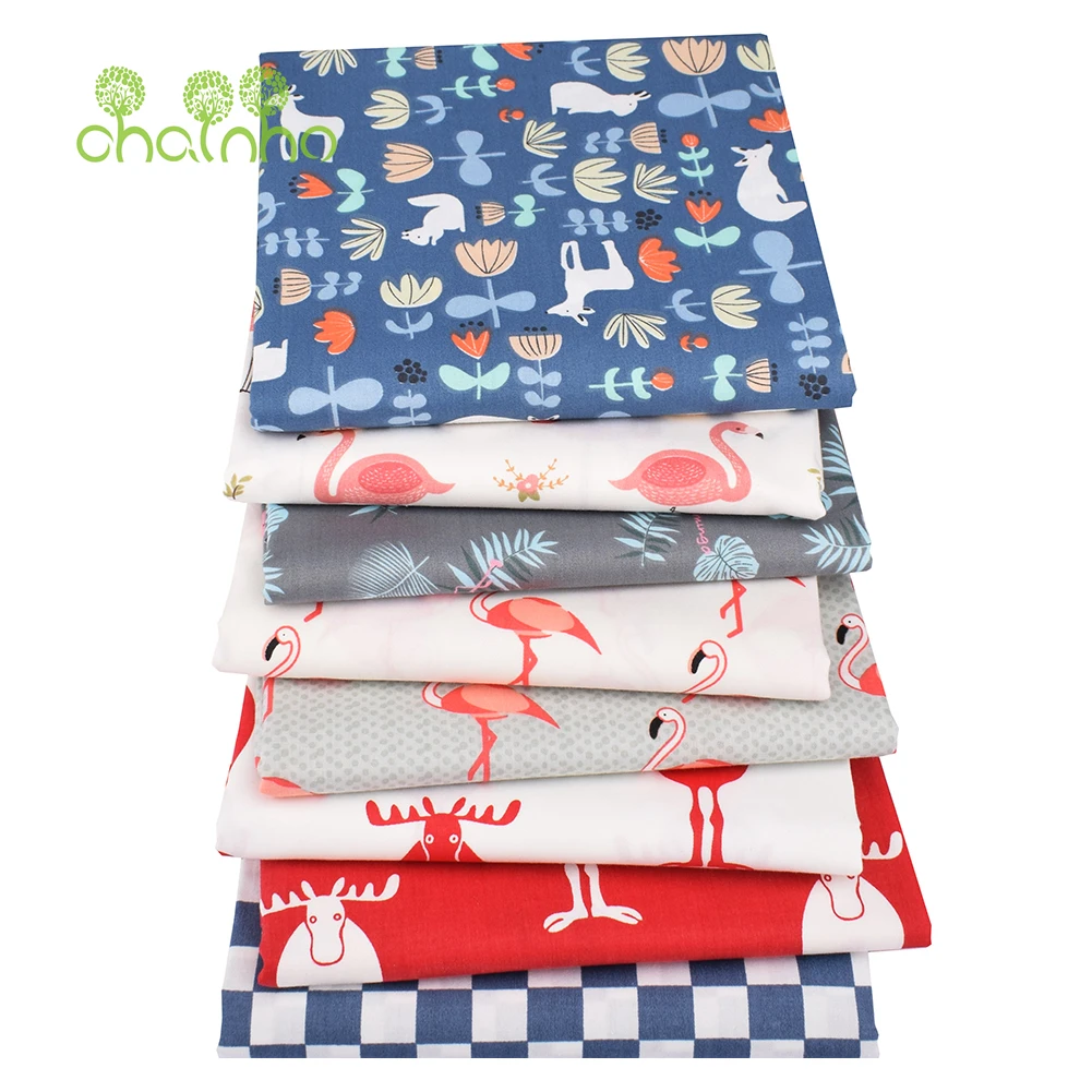 Chainho,Printed Twill Weave Cotton Fabric,DIY Quilting Sewing Material,Patchwork Cloth,8 Designs Cartoon Series,2 Sizes,15C238