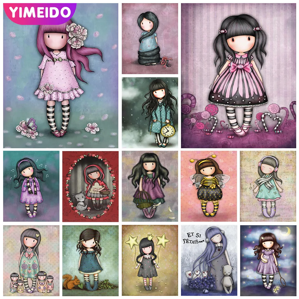 YIMEIDO 5D DIY Wings AB Diamond Painting Cartoon Girl Rose Matryoshka Full Square Diamonds Mosaic Zipper Bag Picture Home Decor |