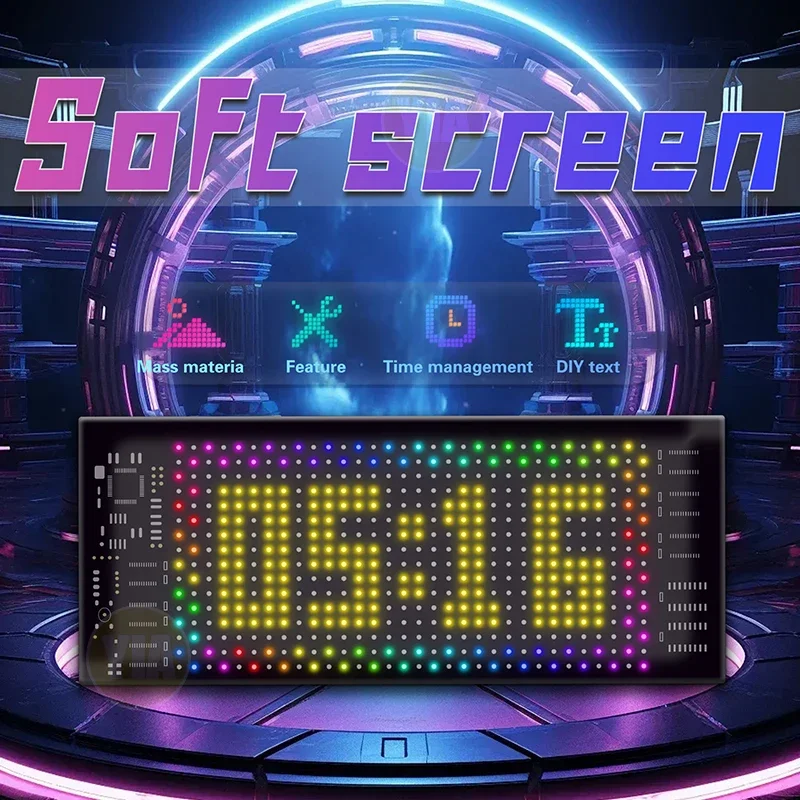 LED 픽셀 디스플레이 화면 앱 제어 LED 자동차 사인 스크린, 사용자 정의 텍스트 패턴, 애니메이션 프로그래밍 가능 LED 스크린, 16x32 픽셀