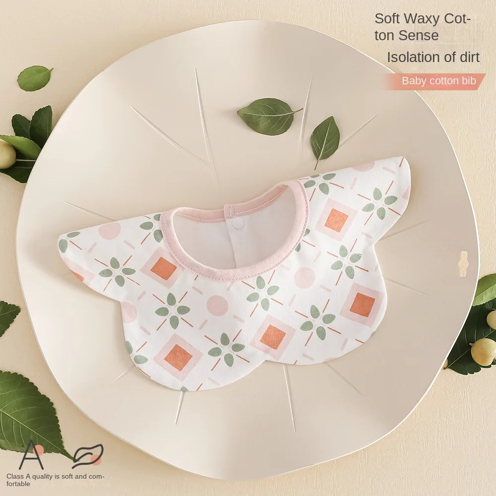 Waterproof Baby Cotton Bibs Round Neck Princess Baby Drooling Bibs Flower Shape INS Saliva Towel Cloths Feeding Accessories