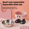A smiling face high-legged pet bowl, fashionable stainless steel large-capacity dog ​​bowl for feeding and water, neck-protectin 4