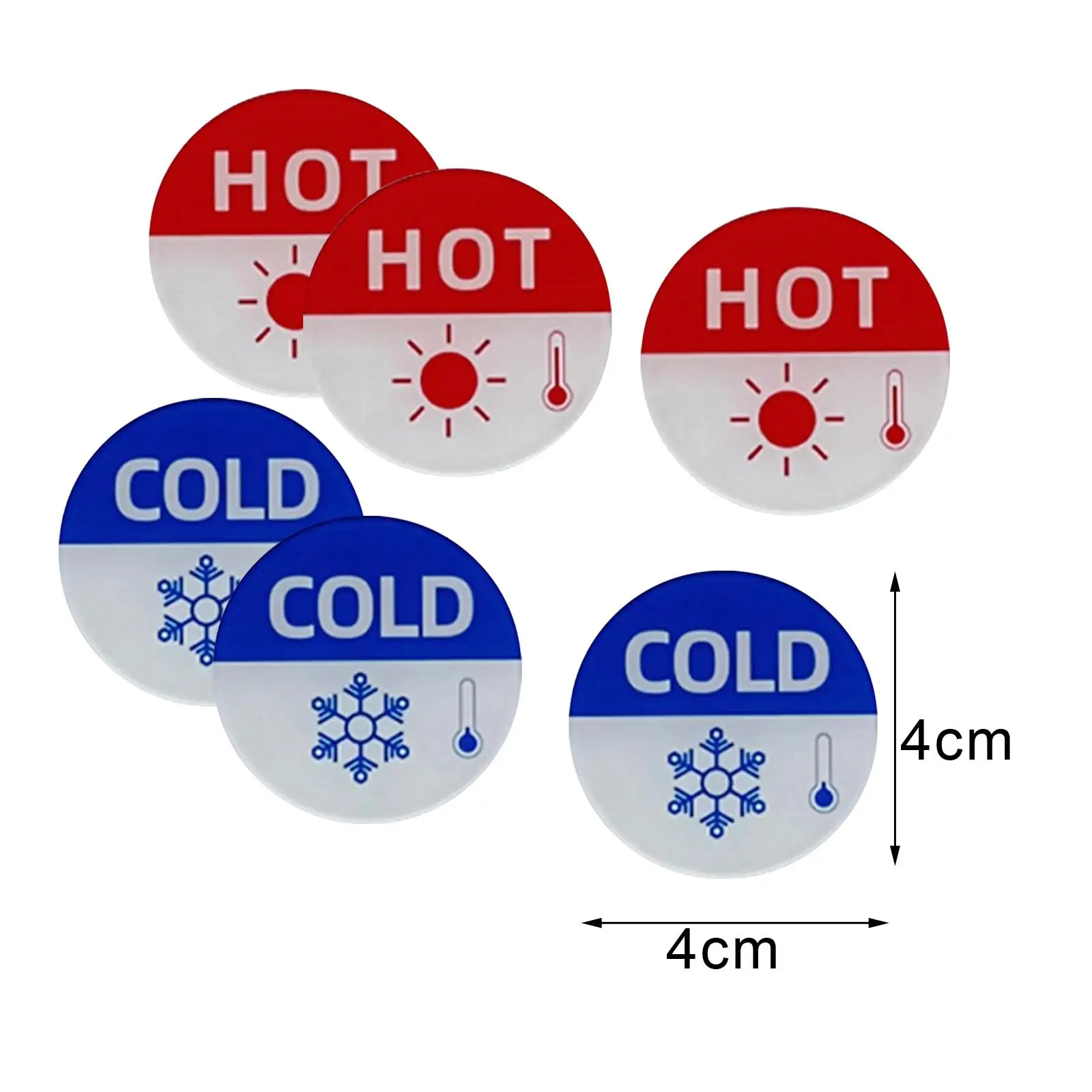 6Pcs Hot and Cold Signs Round Universal Easy to Use Sticker Signs Multipurpose Hot Cold Label for Kichen Bathroom Faucets Sink