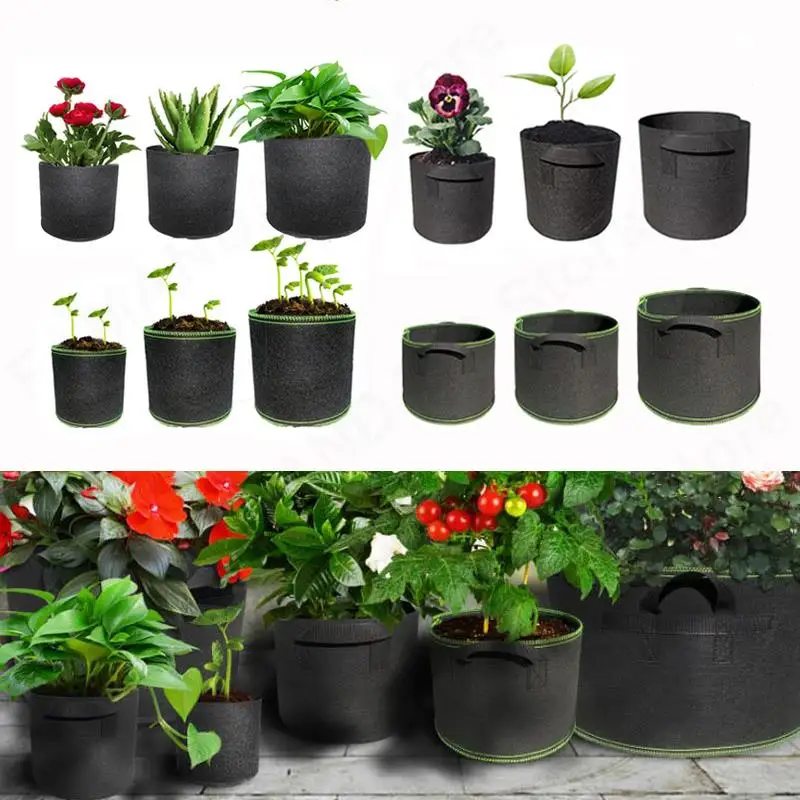 

1 2 3 Gallon Plant Grow Bags Planter Pots Non-Woven Fabric Nursery Flower Pots Tree Planting Growth Bag M20