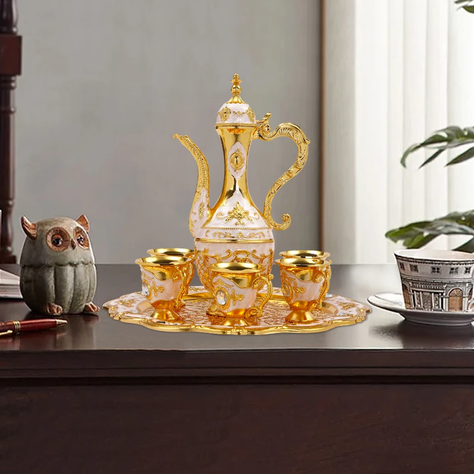 Elegant Turkish Tea Set with Pot and 6 Cups