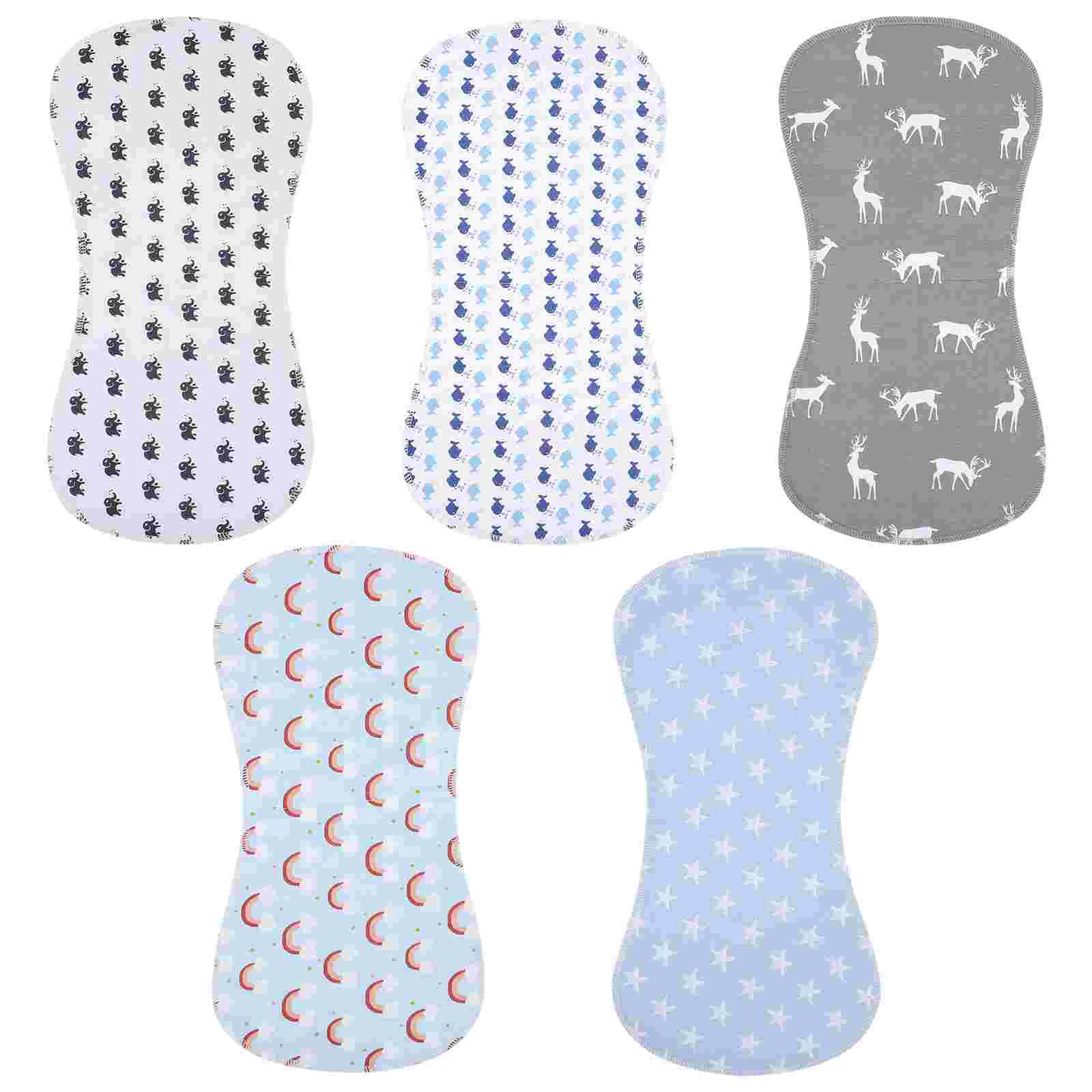 

5pcs Cotton Baby Burp Cloths Double Layered Burping Cloths Absorbent Burping Cloth Random Pattern