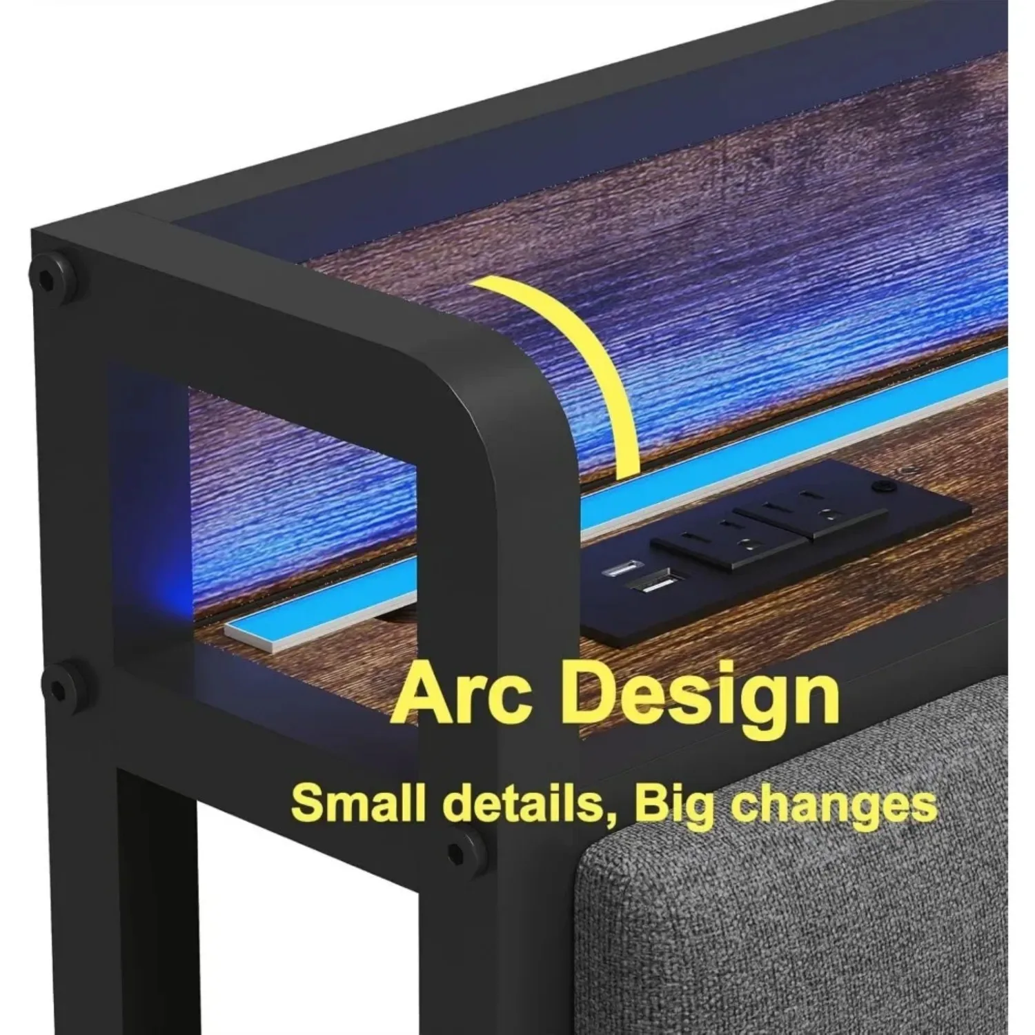 LED King Size Upholstered Headboard with Charging Station, King Storage Headboard Only, Attach Frame Height Adjustable