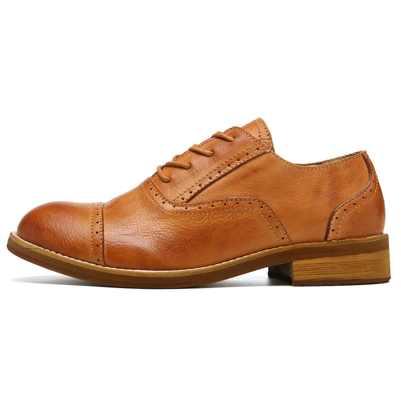 British Derby Shoes Men Calf Leather Unisex Two-part Brogue Shoes Goodyear-welted Women Fomal Business Wedding Male