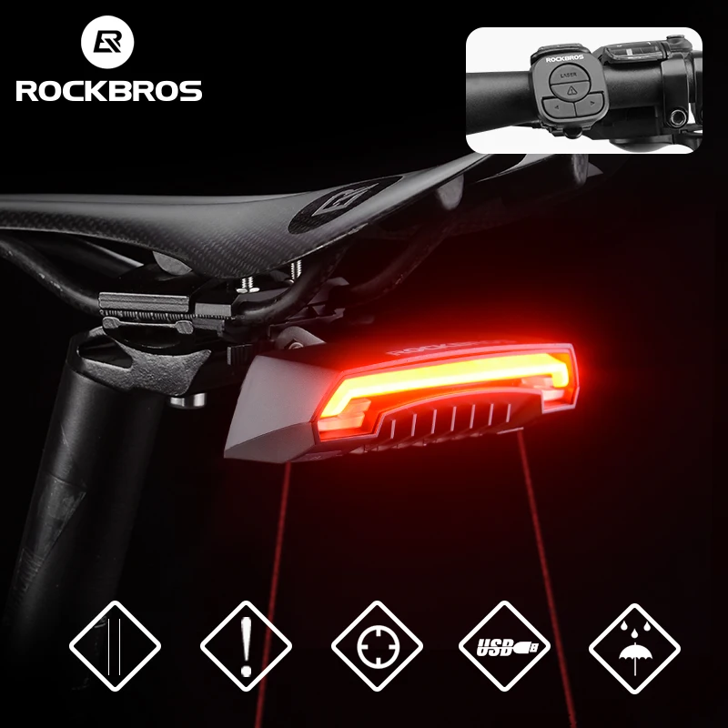 ROCKBROS LKWD-R1 Bike Tail Light USB Rechargeable Wireless Waterproof MTB Safety Intelligent Remote Control Turn Sign Bicycle Light Lamp