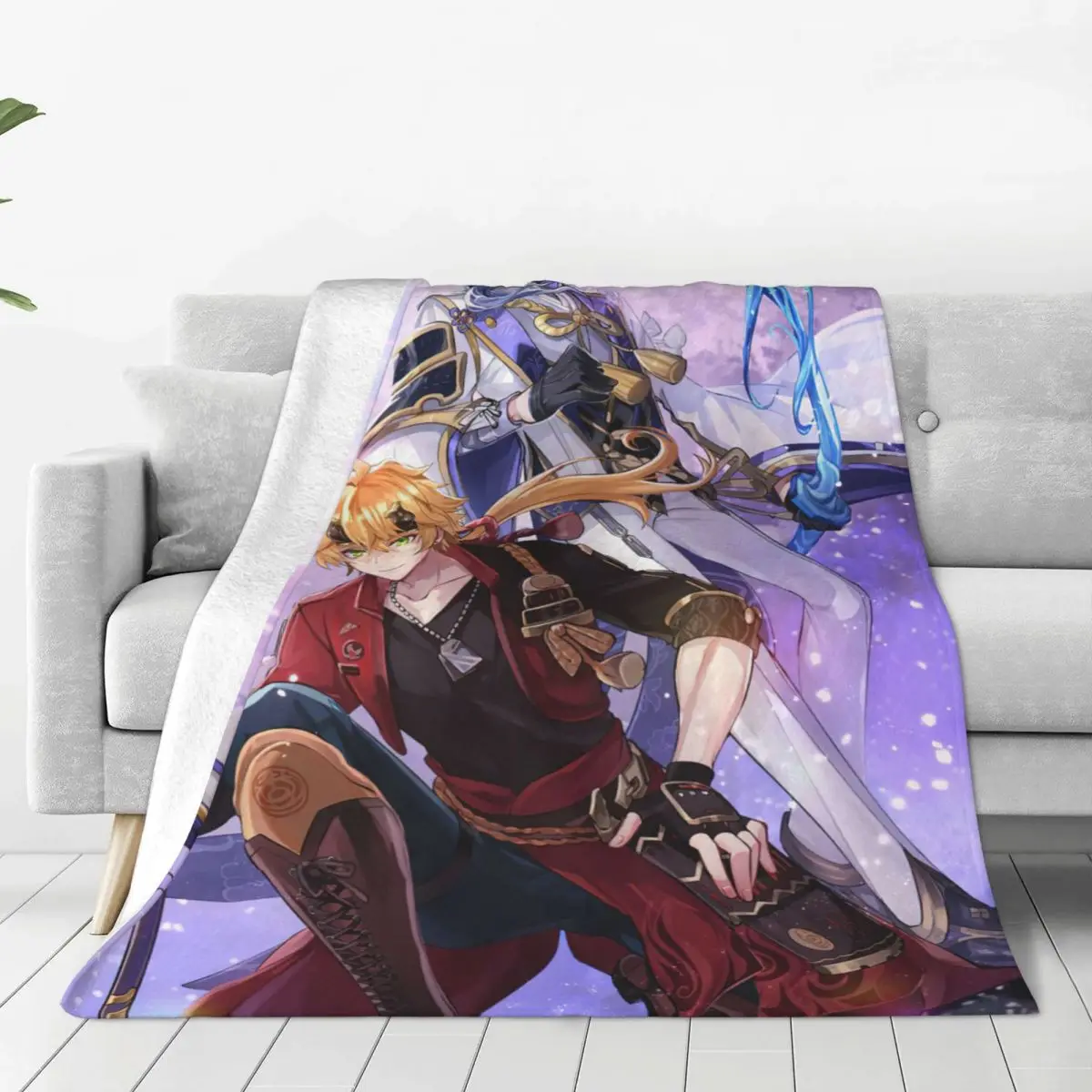 

Kamisato Ayato Toma Blanket Genshin Impact Anime Flannel Novelty Breathable Throw Blanket for Bedding Lounge Decoration