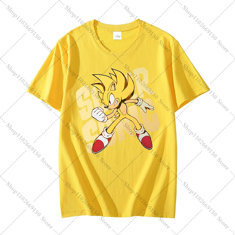 سونيكس الكبار موضة القطن تي شيرت قصير الأكمام المح...