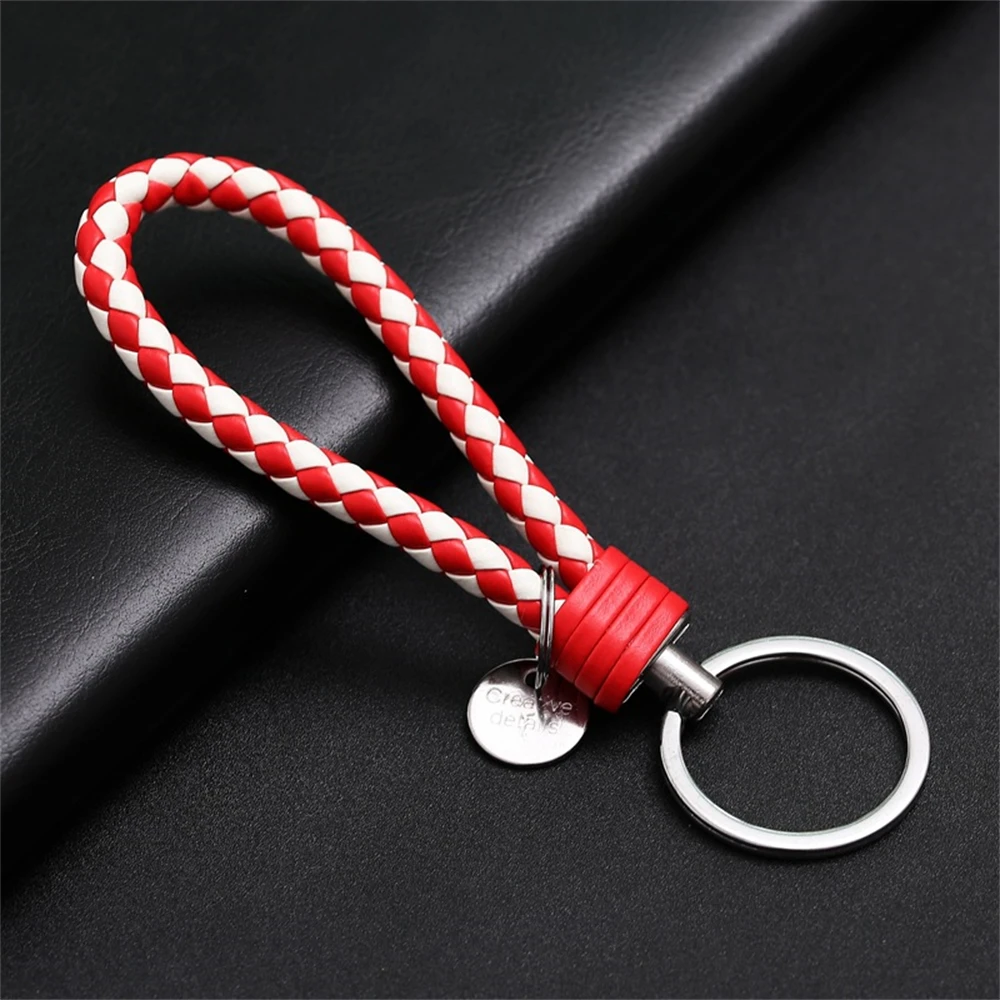 Braided PU Leather Wristlet Keychain Strap - Stylish Accessory