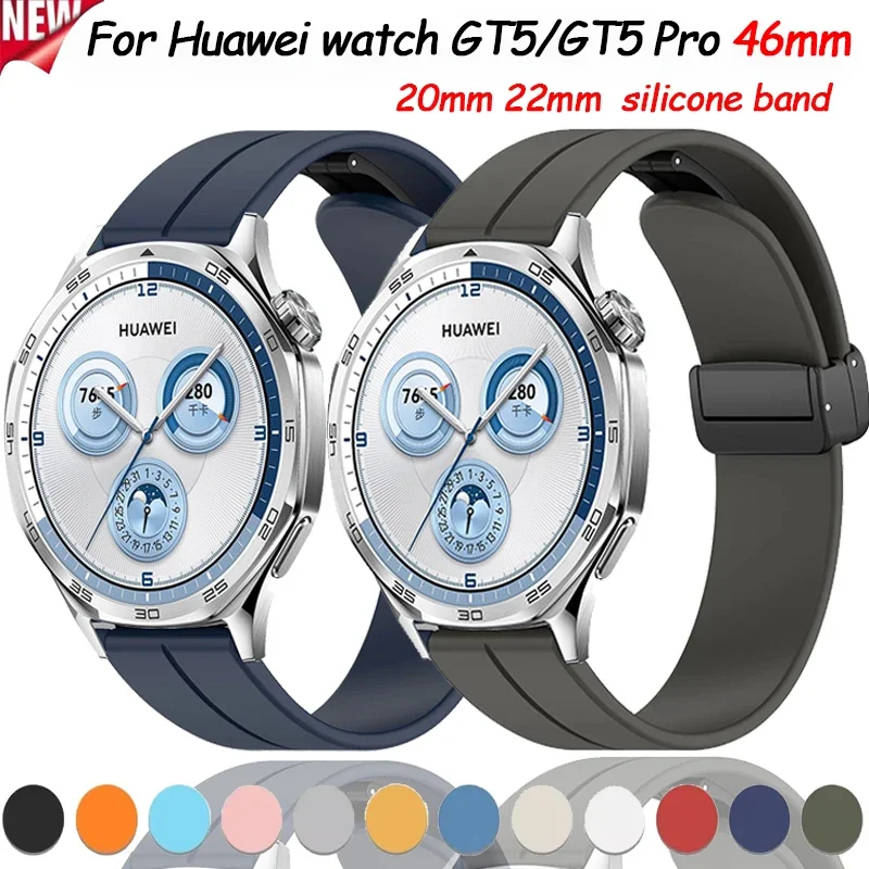 Magnetic Buckle Silicone Watch Strap, 20-22mm Adjustable Band Bracelet