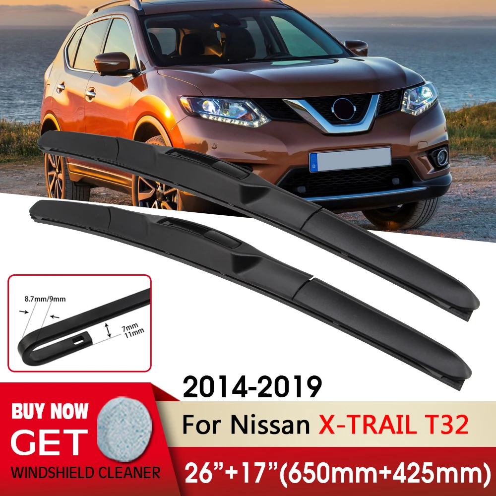 

Car Wiper RHD&LHD Front Wiper Blades 26"+17" For Nissan X-TRAIL T32 2014-2019 Fit U Hook Arm Windshield Windscreen Front Window