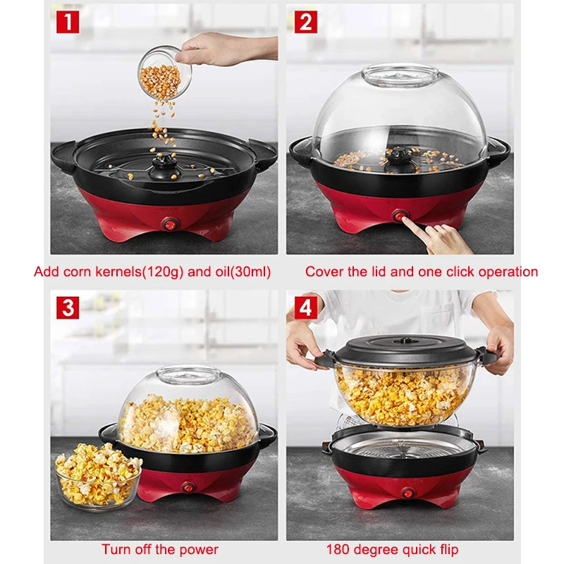 Household 850W electric popcorn machine automatic hot Pipoqueir machine Home-made Diy Popcorn Movie Snack Sonifer Popper - Image 3