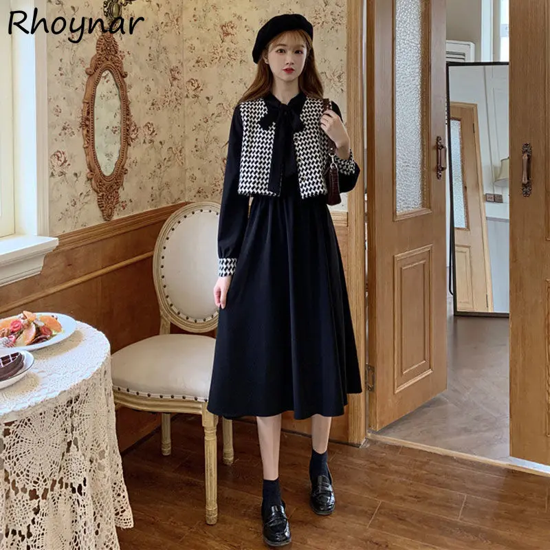

Sets Women All-match Bow Fashion Holiday Newest Spring Female Clothes Cozy Harajuku College Tender Minimalist Party Daily Simple
