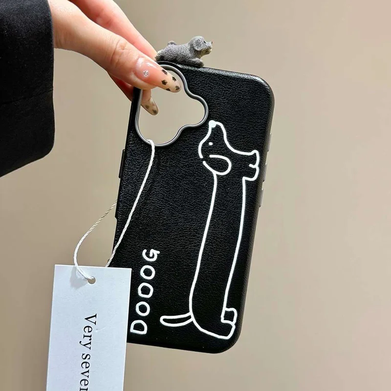 Very cute cat dog lying on the leather style soft phone case for Samsung Galaxy S25 S24 Ultra S23 Plus S22 S21 S20 FE S10 M14 M34 54