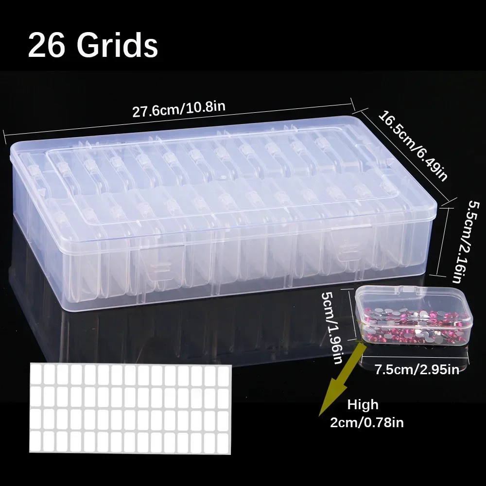 DIY Diamond Painting Storage Box 4/10/12/26 Grid DIY Diamond Painting Embroidery Storage Box Nail Art Jewelry Rhinestone Mosaic Storage Container