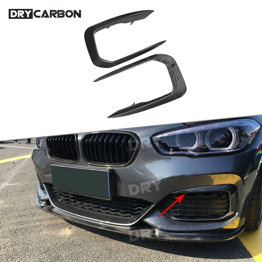 Dry Carbon Fiber Front Fog Lamp Frame Trim Strips Cover Per Bmw Serie 1 F20 M Sport M135I M140I Hatchback 2016 2017 2018