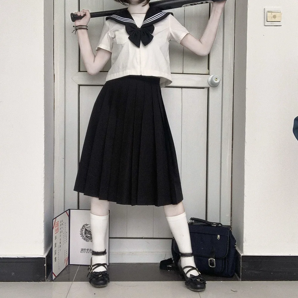 Japanese School Girl Uniform Plus Size JK Navy Sailor Costume Sets for Women Girls