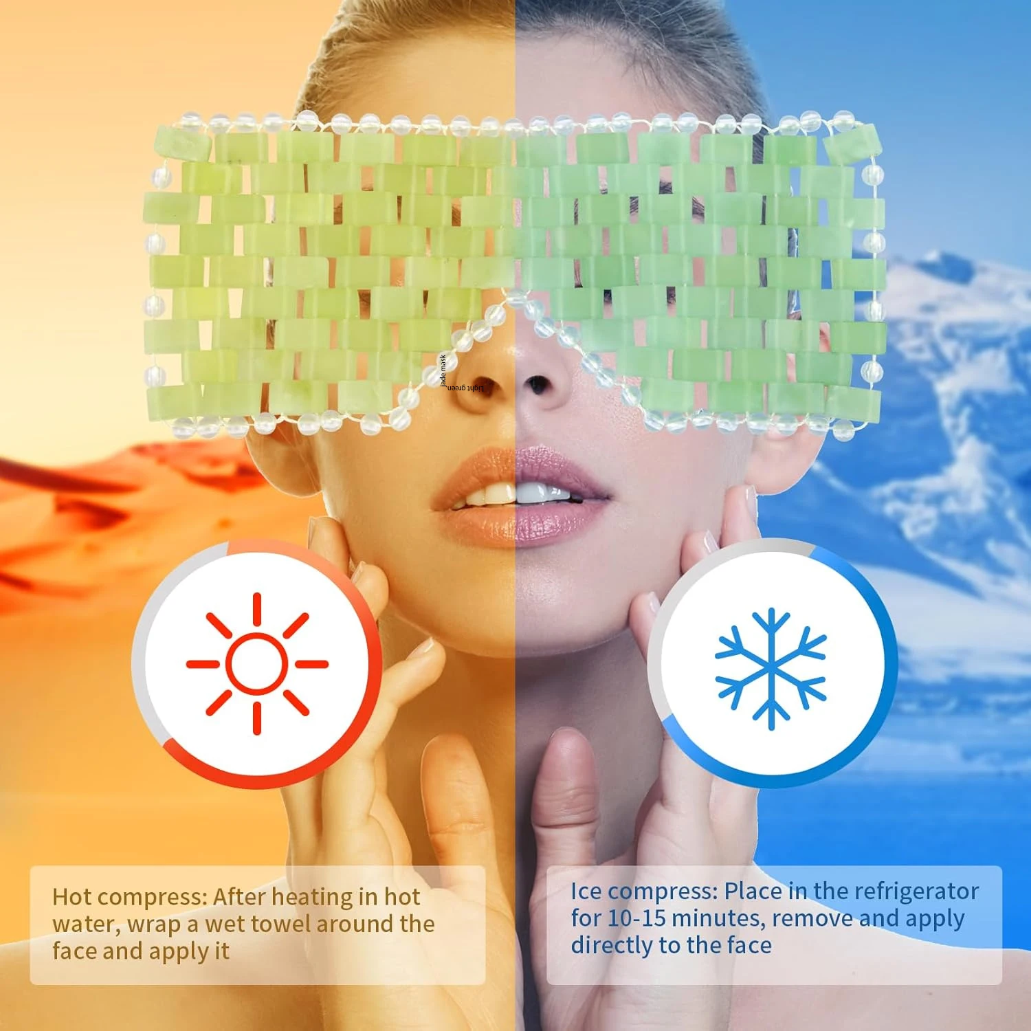 Jade Eye Face Mask Massager Cooling Sleep Eye Facial Mask & Comb Guasha Scraping Scalp Comb Facial Massage Tool SPA Beauty Tool