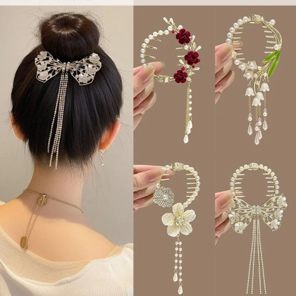 Presilha de cabelo borboleta com pérolas estilo chinês elegante_voghion.com