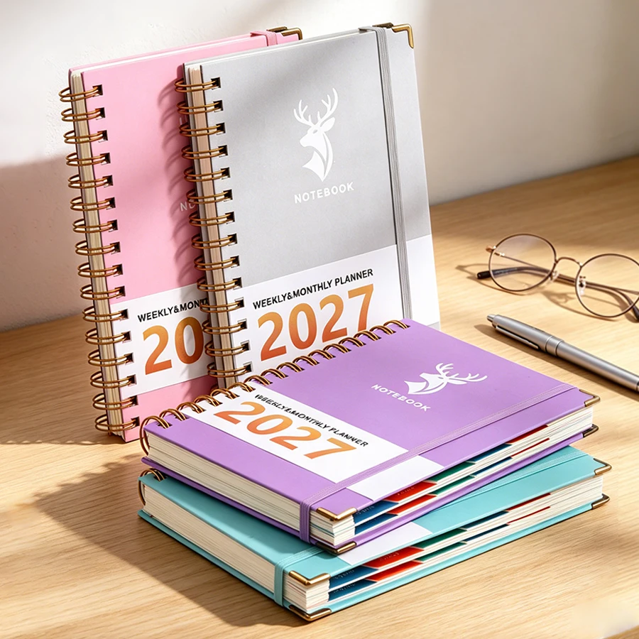 Weekly & Monthly Spiral Planner with Deer Logo - A5 Notebook Agenda Diary Calendar Organizer