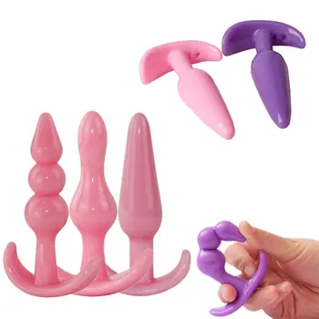 3PC Soft Anal Plug Silicone G Spot Butt Plug Stimulator Sex Toys for Womans Men Beads Anal Dilator Prostate Massager Dildo 18+ 3