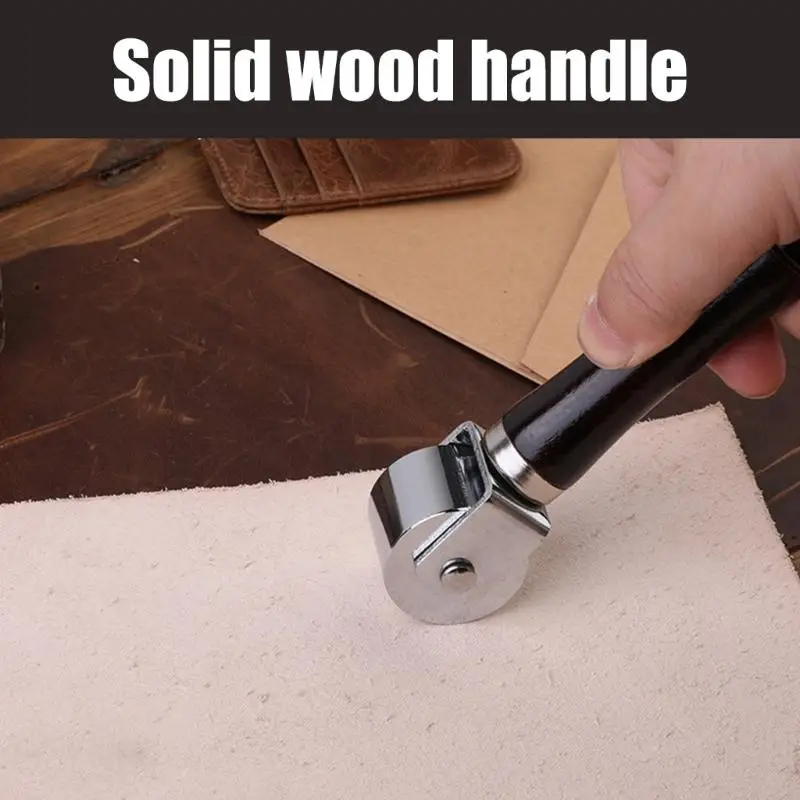 U2JC 26mm 100mm Leather Press Edging Roller, Wood Handle Leather Glues Laminating Roller, Press Edges Roller Tool