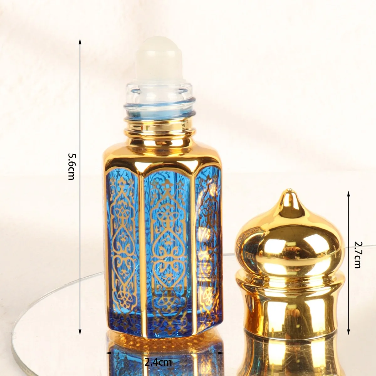 6/10/15ml Essential Oil Roller Bottle Gold Crown Shape Perfume Bottling Travel Electroplated Carve Glass Luxury Empty Bottle 5