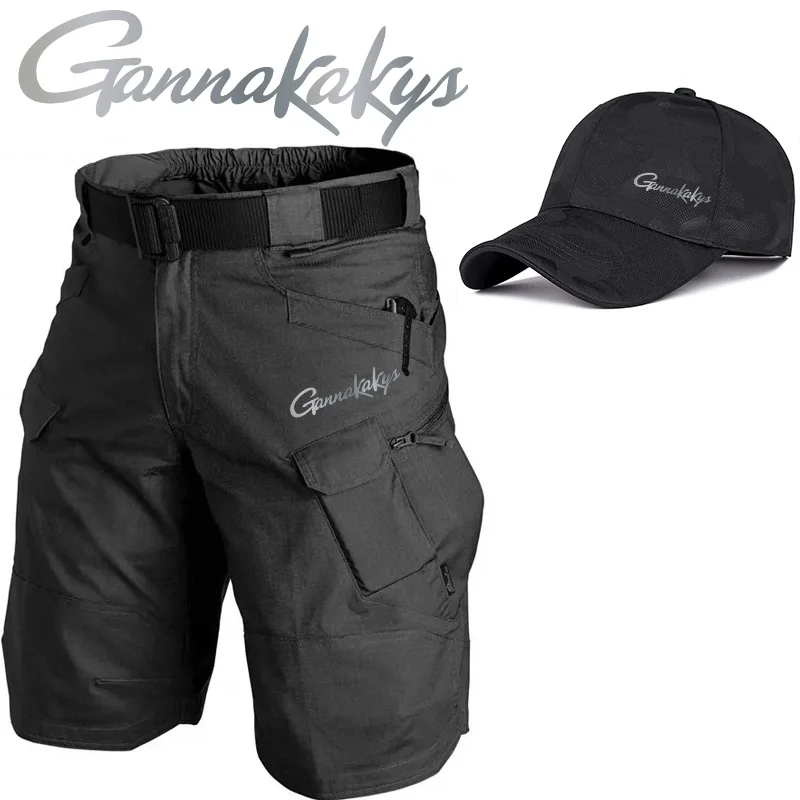 Men's Multi Pocket Fishing Pants+hiking Fishing Hat Outdoor Hunting and Casual Shorts, Tactical Shorts