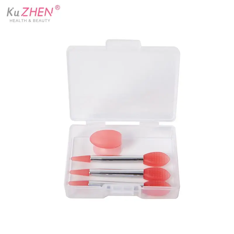 3pcs Silicone Lip Balms Lip Mask Brush With Sucker Dust Cover Lipstick