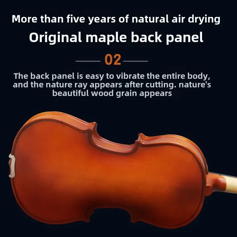 Solid Wood Violin Beginner Professional Introduction Violin Accompanying Stringed Musical Instrument 1/2 1/4 3/4 1/8 Accessories