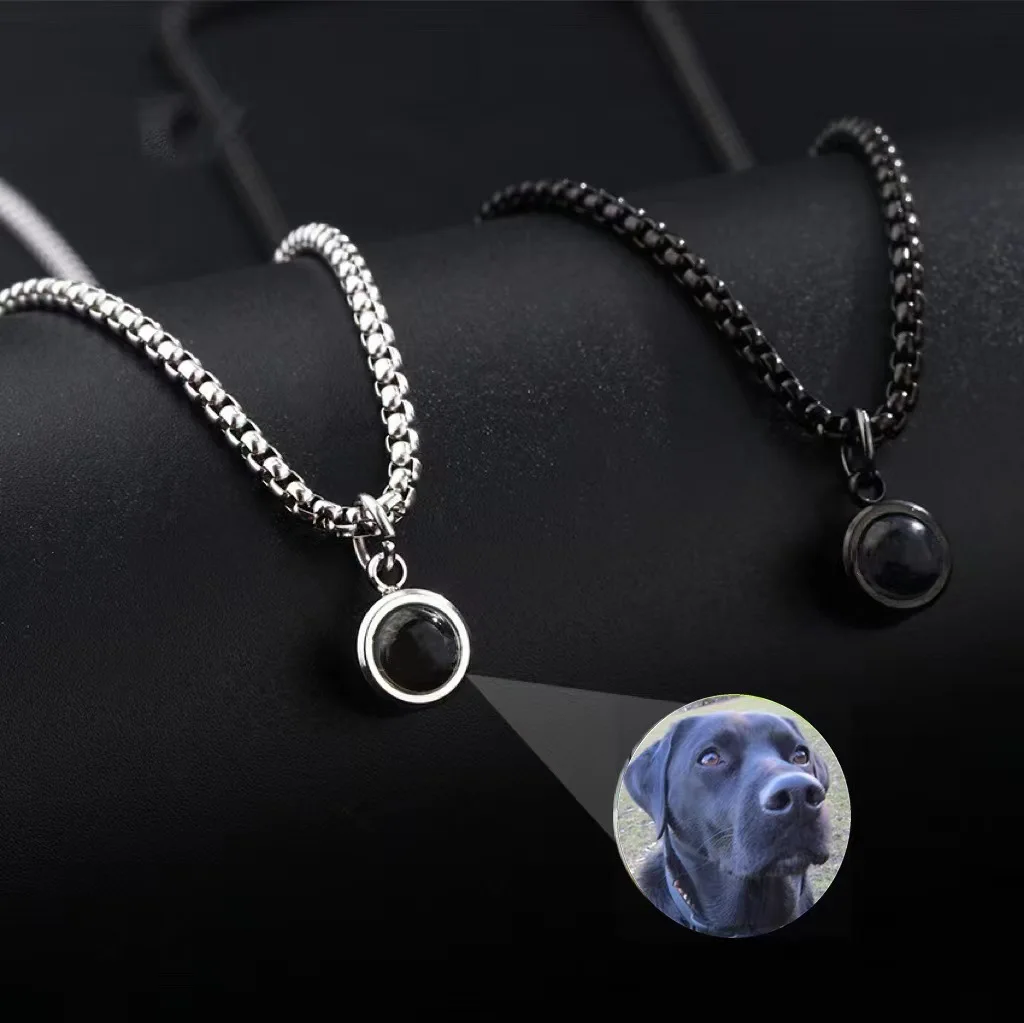 Personalized Color Photo Projection Necklace for Women Trending Stainless Steel Custom Small Circle Pendant Couple Jewelry