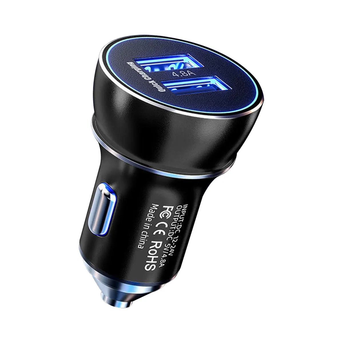 Universal Dual Port USB Car Charger - Mini Super Fast Charge Adapter