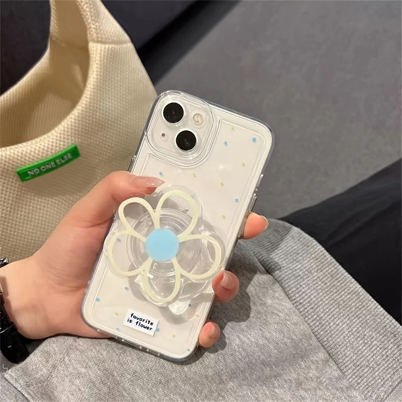 Charming Floral Phone Case with Holder and Air Cushion Protection