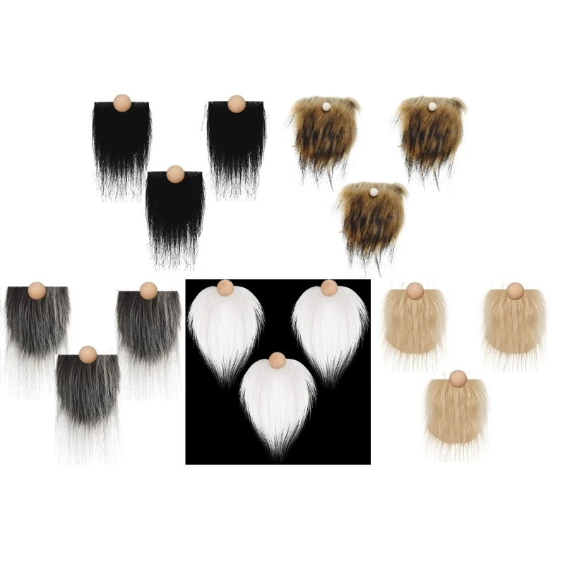 Craft Supplies Gnome Beads and Fake Beards 6pcs/set Faux Fur Dwarf Beard Bead