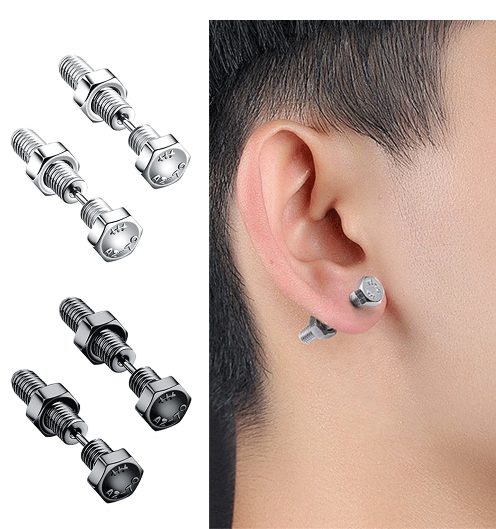 Stainless Steel Screw Earrings Detail and Dimensions