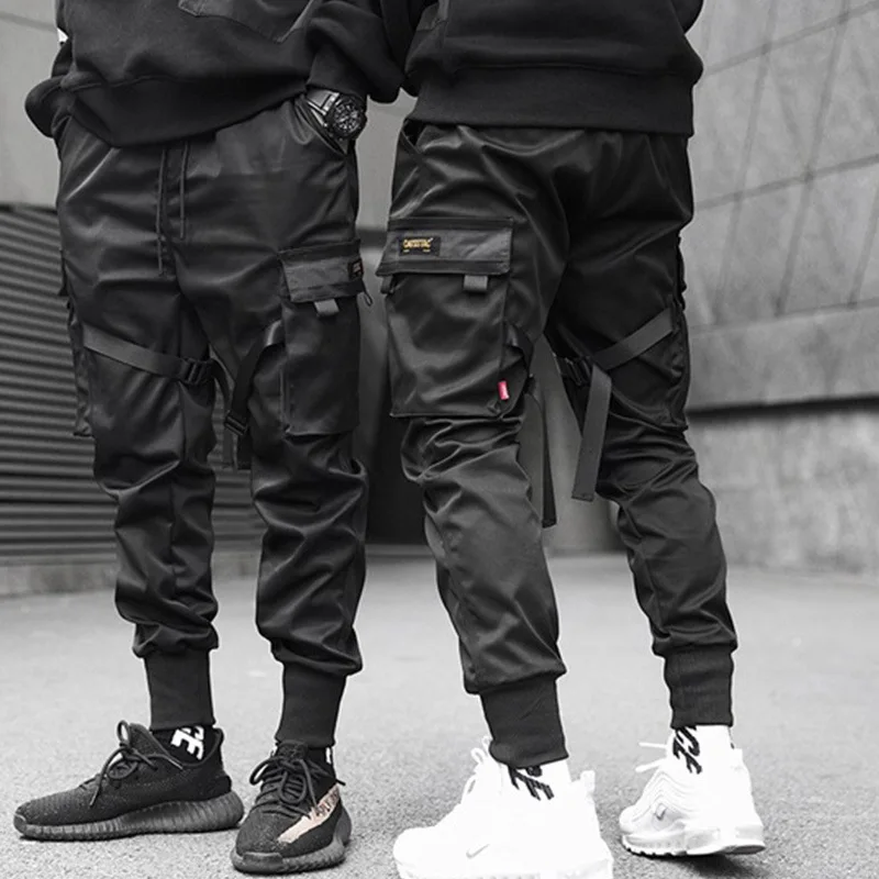 Mens Harajuku Cargo Joggers Urban Street Style Trousers with Multi-Pocket Hip-Hop Fashion Comfort Fit for Trendy Casual Wear