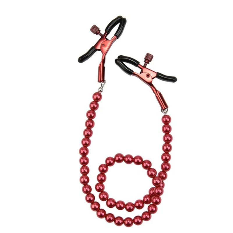 Sex Party Toys Erotic Sex Toy Sex Toys Nipple Clamp Sex Bondage Toys Female Nipple Clamps Pearl Chain Set Woman Metal Nipple Clips Breast Bondage Restraint Slave Fetish Sex Toy