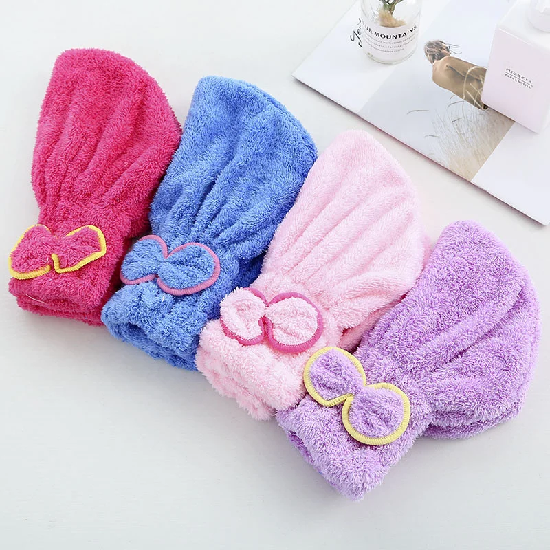 Microfibre Quick Hair Drying Bath Towel Spa Bowknot Wrap Towel Cap Bathroom Accessories Bonnets For Women Designer Shower Cap microfiber towel shower cap dry hair cap