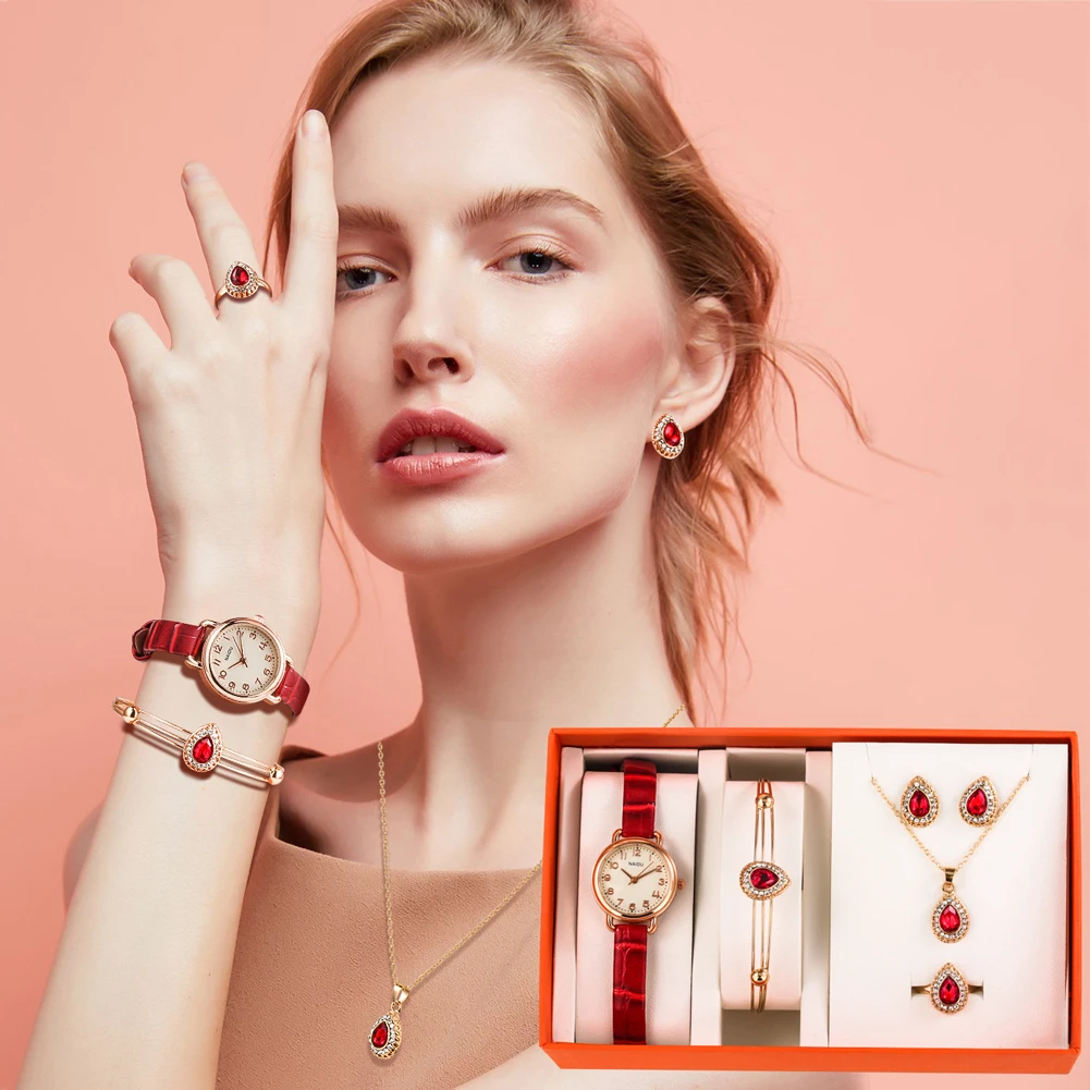 Watch Gift for Women Exquisite Jewelry Set Earrings Necklace Luxury Quartz Watches Ladies Wedding Party Jewelry Accessories Suit