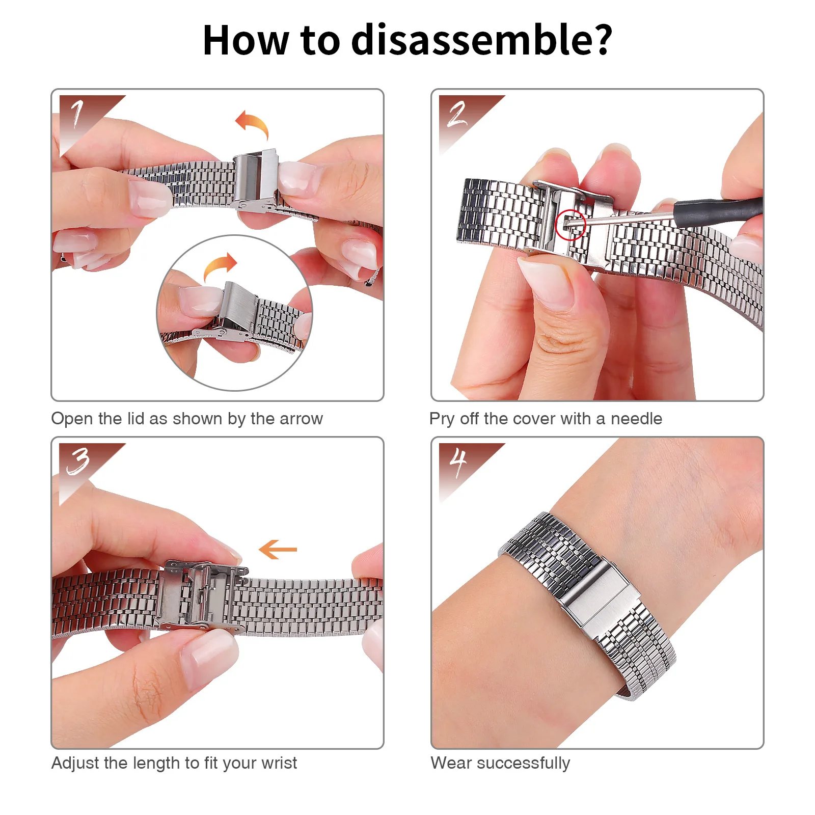 Premium Stainless Steel Metal Watch Strap – Elegant Replacement Bracelet