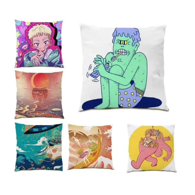

Cartoon Pillow Cover Anime Sofa Gift Luxury Printed Cojines Decorative Geometric Cushion Cover Characters 2024 Hot Sale DE1332